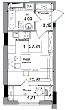 Планування Smart-квартира площею 27.84м2, AB-15-03/00004.