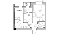 Планування 2-к квартира площею 40.81м2, KS-014-01/0005.