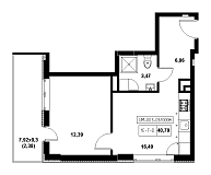 Planning 1-rm flats area 40.79m2, 21c65eda-1f56-11eb-ba9c-00155d42e31d.