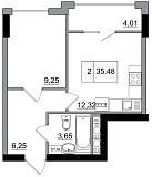 Планування 1-к квартира площею 35.48м2, a60c6ba7-700d-11e9-8131-00155d42e30e.