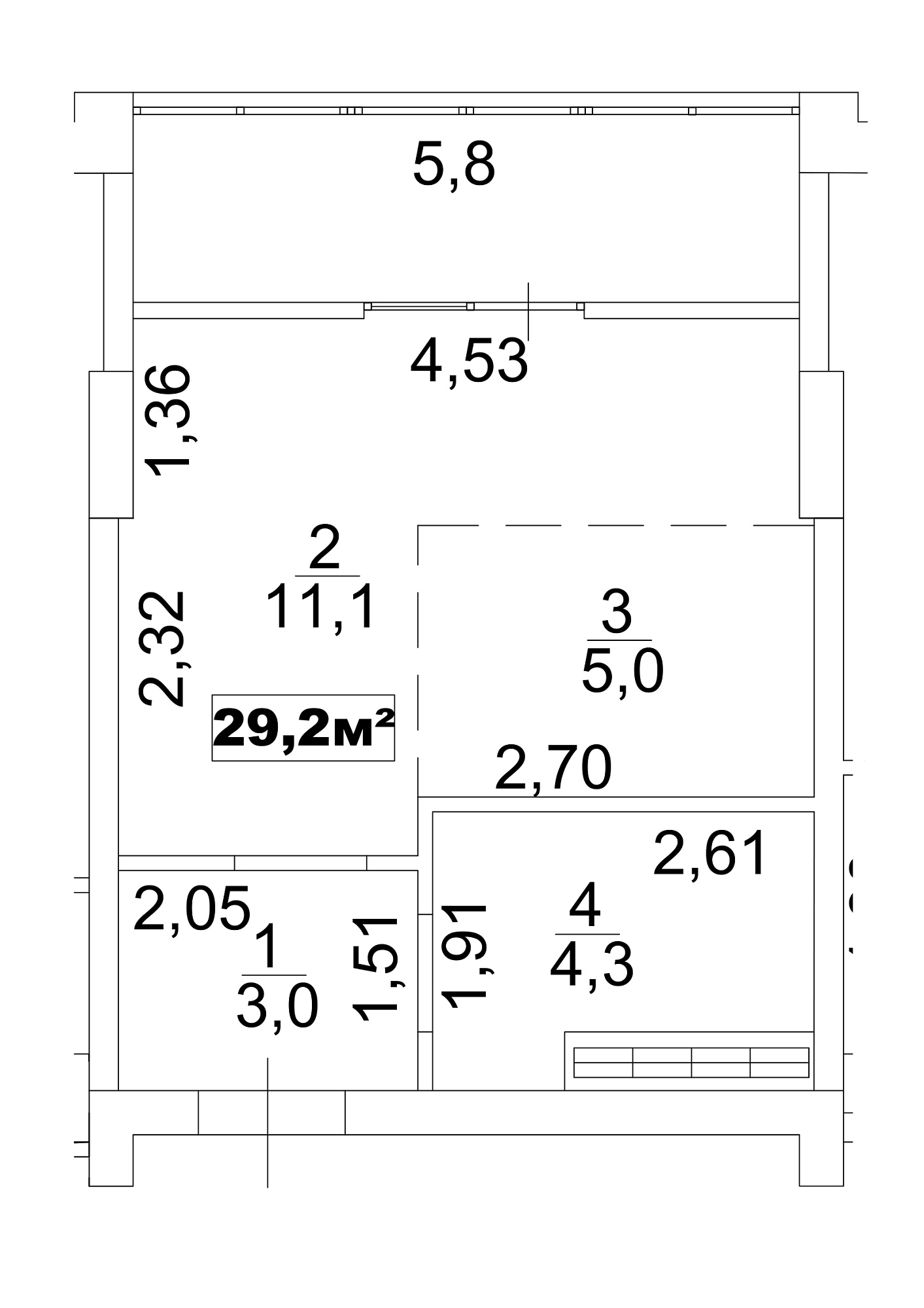 Планування Smart-квартира площею 29.2м2, AB-13-06/00047.