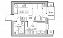 Planning 1-rm flats area 24.3m2, KS-014-03/0009.