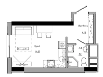 Planning Smart flats area 22.28m2, ea31aefd-19ff-11eb-ba9c-00155d42e31d.