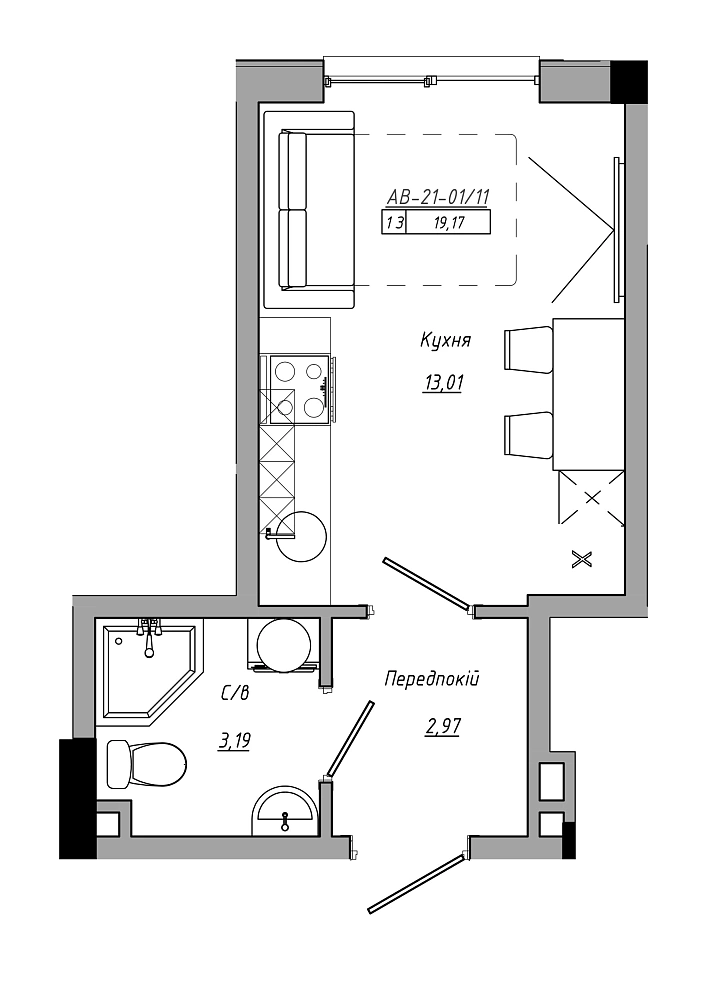 Планування Smart-квартира площею 19.17м2, ea31ae7f-19ff-11eb-ba9c-00155d42e31d.