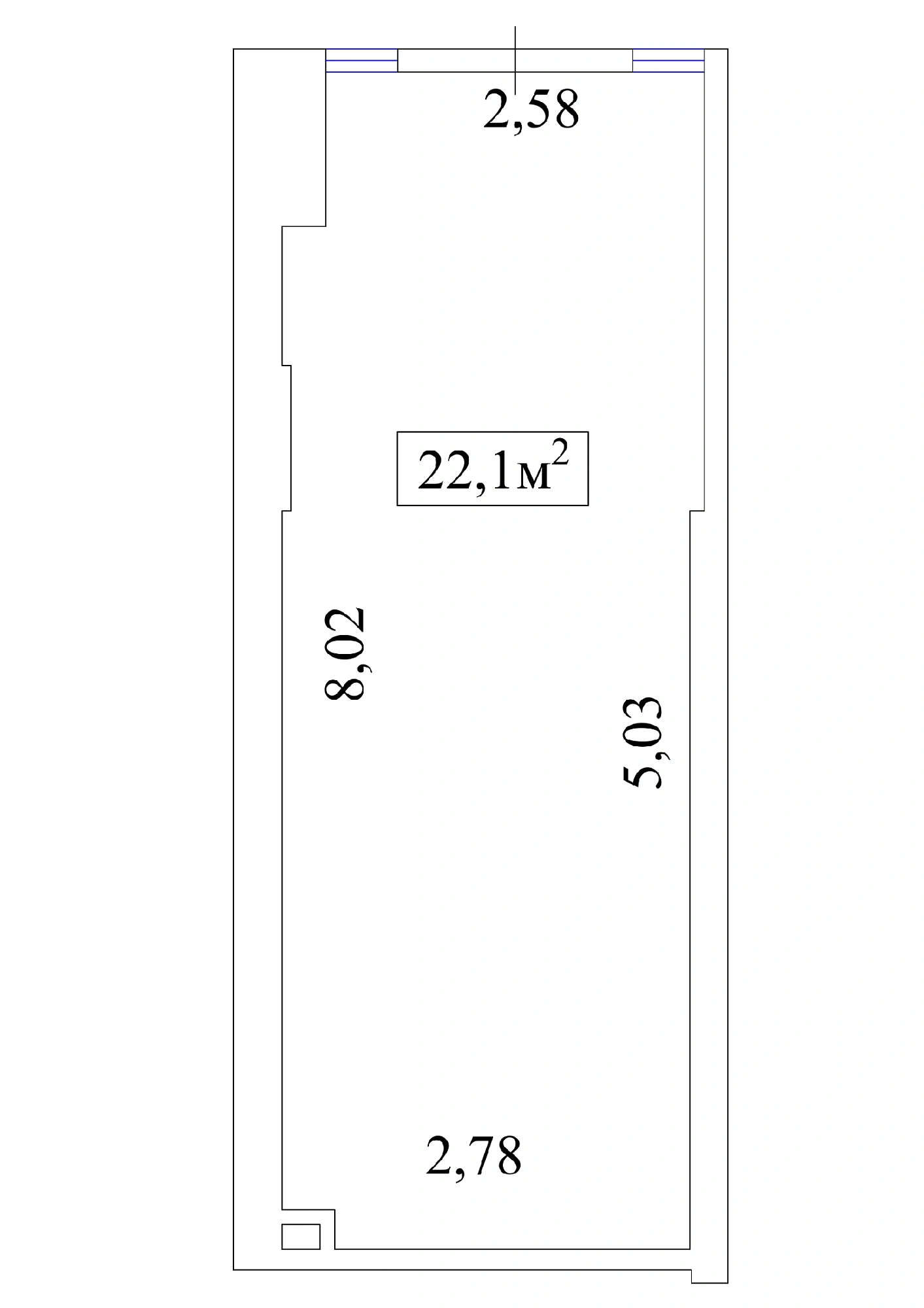 Планировка Коммерческие площей 22.1м2, AB-01-01/Т004а.