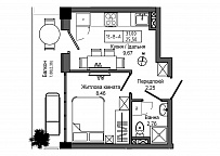 Планировка 1-к квартира площей 25.5м2, UM-006-04/0008.