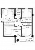 Планування 3-к квартира площею 59.55м2, UM-006-05/0004.