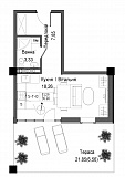 Планування Smart-квартира площею 36м2, UM-006-06/0005.