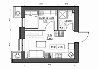Planning 1-rm flats area 23.93m2, KS-012-04/0012.