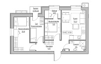 Планування 3-к квартира площею 57м2, KS-013-02/0006.