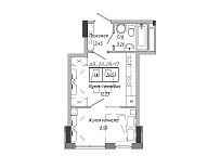 Планування 1-к квартира площею 26.98м2, AB-20-09/00017.