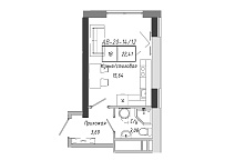 Планування Smart-квартира площею 22.41м2, AB-20-14/00112.