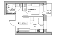 Планировка 1-к квартира площей 30.42м2, KS-016-02/0013.