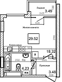 Планування Smart-квартира площею 29.6м2, AB-08-06/00005.