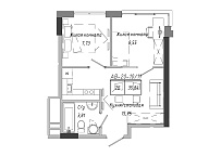 Планування 2-к квартира площею 36.12м2, AB-20-10/00011.