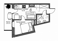 Планування 1-к квартира площею 26.59м2, UM-004-08/0001.