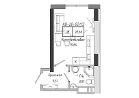 Planning Smart flats area 21.87m2, AB-20-02/00012.