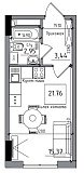 Планування Smart-квартира площею 21.76м2, AB-06-07/00012.