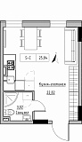 Планировка Smart-квартира площей 25.84м2, KS-025-06/0010.