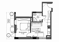 Планування 1-к квартира площею 35.47м2, UM-003-06/0058.