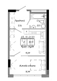 Планування 1-к квартира площею 35.13м2, AB-19-01/00001.
