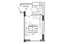 Планування Smart-квартира площею 23.4м2, AB-20-12/00013.
