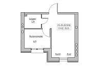 Планування 1-к квартира площею 25.25м2, KS-005-05/0016.