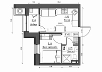 Планування 1-к квартира площею 23.88м2, KS-011-05/0001.