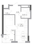 Планировка 1-к квартира площей 30.24м2, AB-22-05/00005.