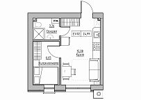 Планування 1-к квартира площею 24.99м2, KS-011-02/0012.